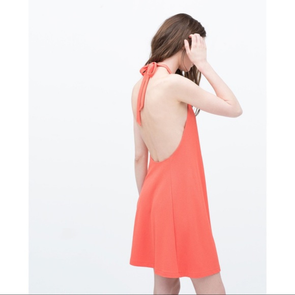 zara orange open back dress
